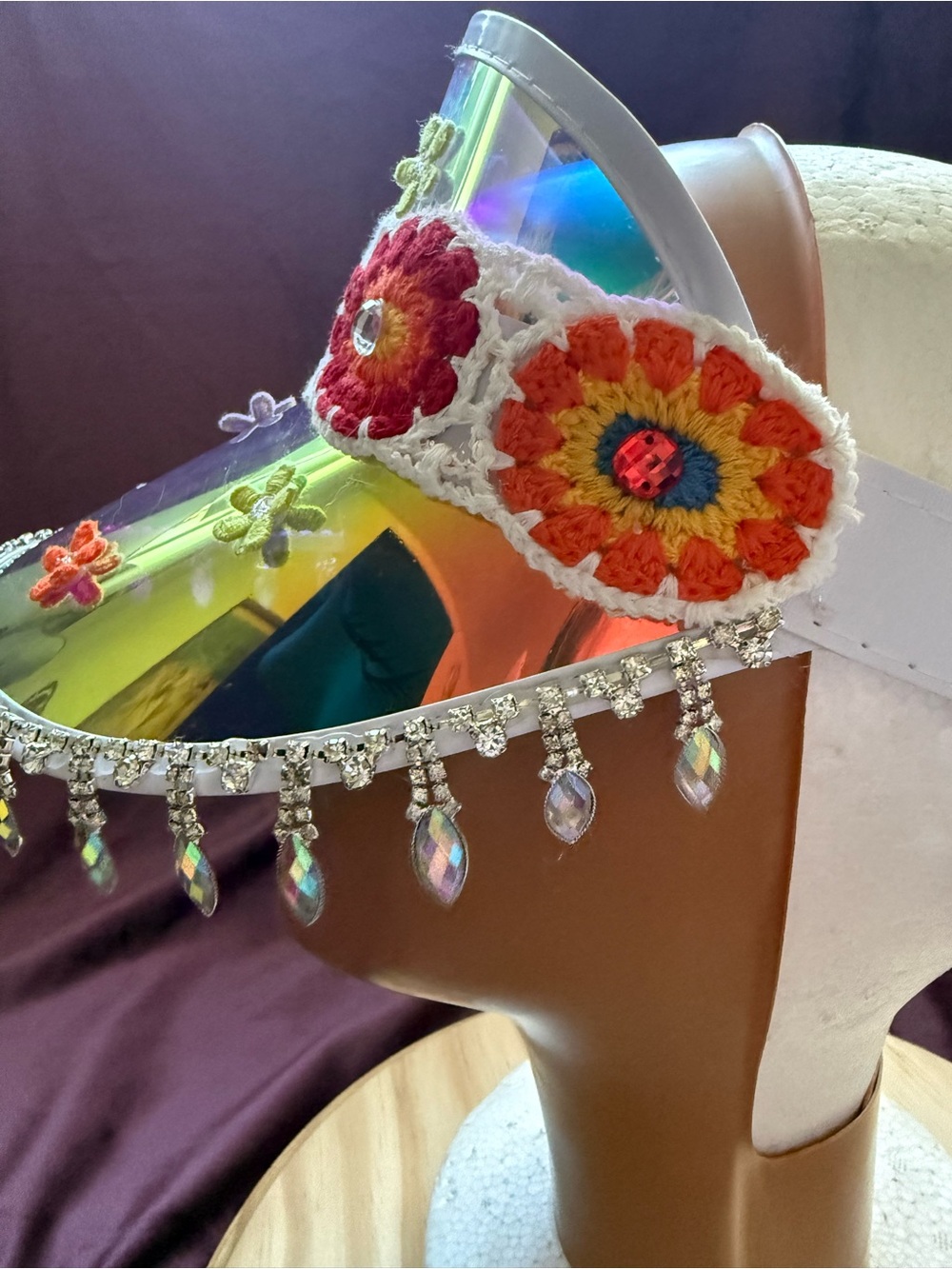 Iridescent Crochet Floral Visor - Picture 6 of 6